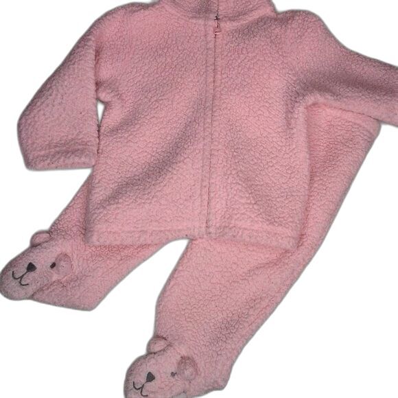 baby B'gosh Sherpa Fleece Hooded Jacket & Footed BabyGirl Pants Set Size 6M Pink - Picture 7 of 8